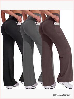 High Waist Straight Leg Workout Pants with Pockets